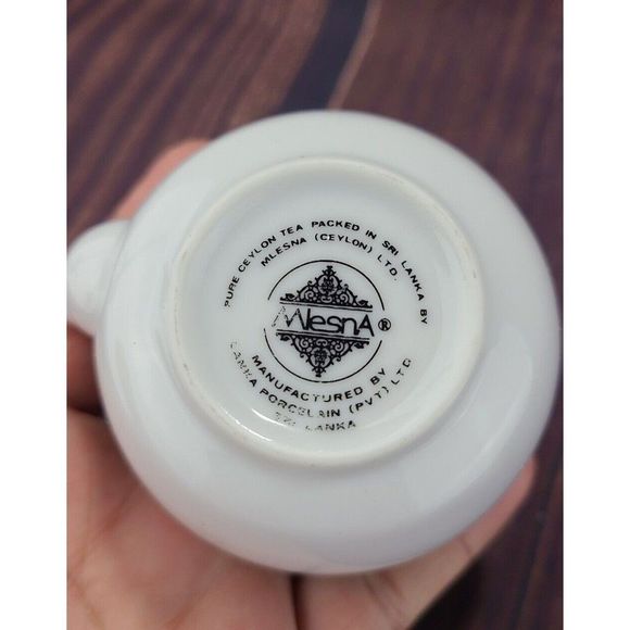 2 VTG Mlesna Porcelain Miniature TeaPot with Tea Bags Rattan Handle Sri Lanka - Picture 6 of 7